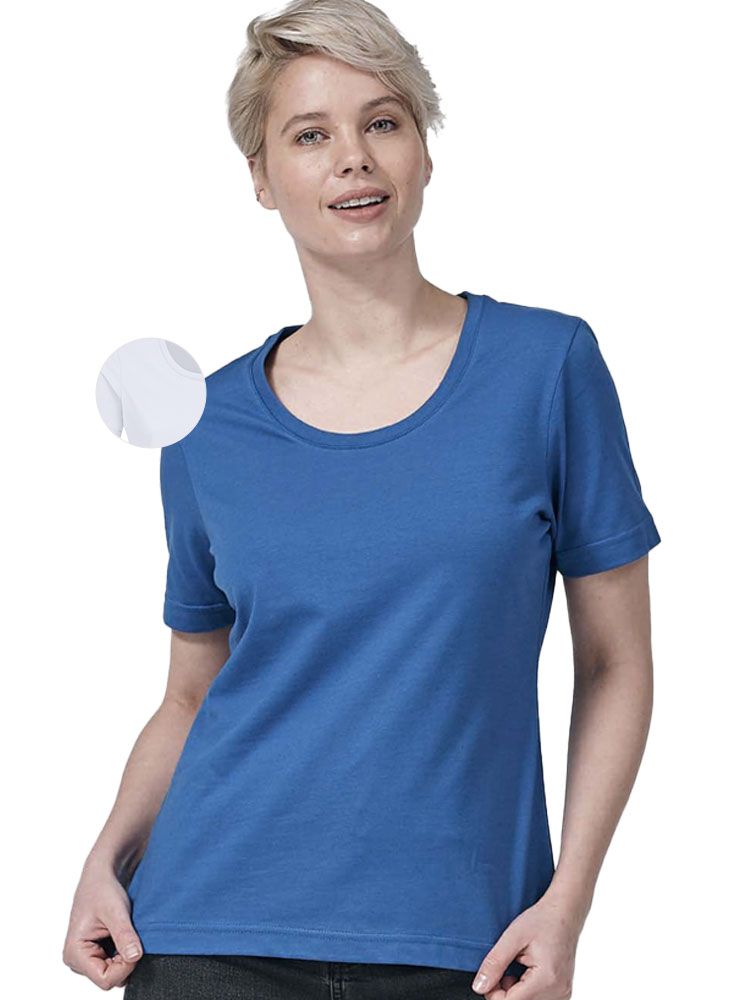 Weißes Damen T-Shirt mit Rundhals, tailliert, für Beruf & Freizeit