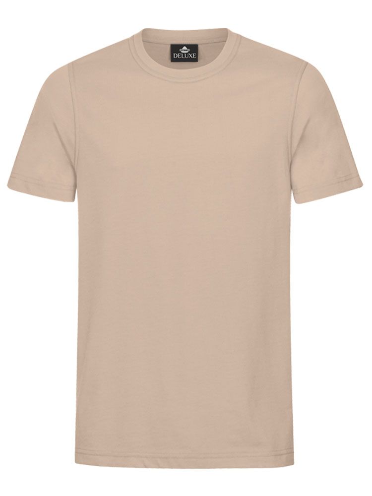 Beiges Herren T-Shirt mit Rundhals, gerade geschnitten, für Beruf & Freizeit