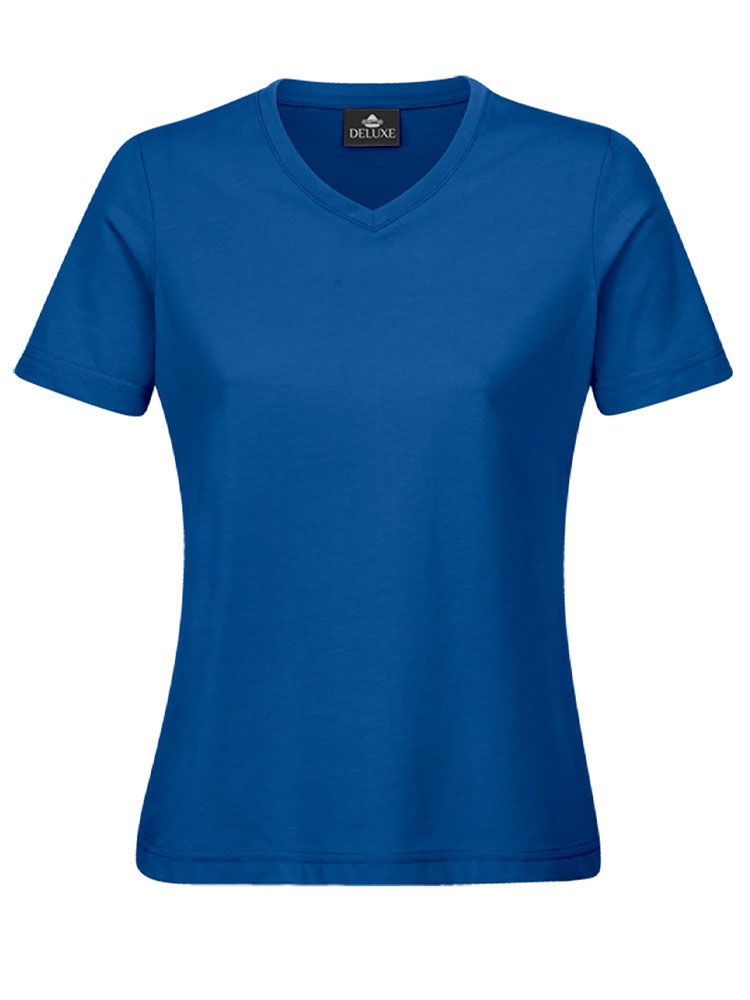 Blau Damen T-Shirt mit V-Ausschnitt, tailliert, für Beruf & Freizeit
