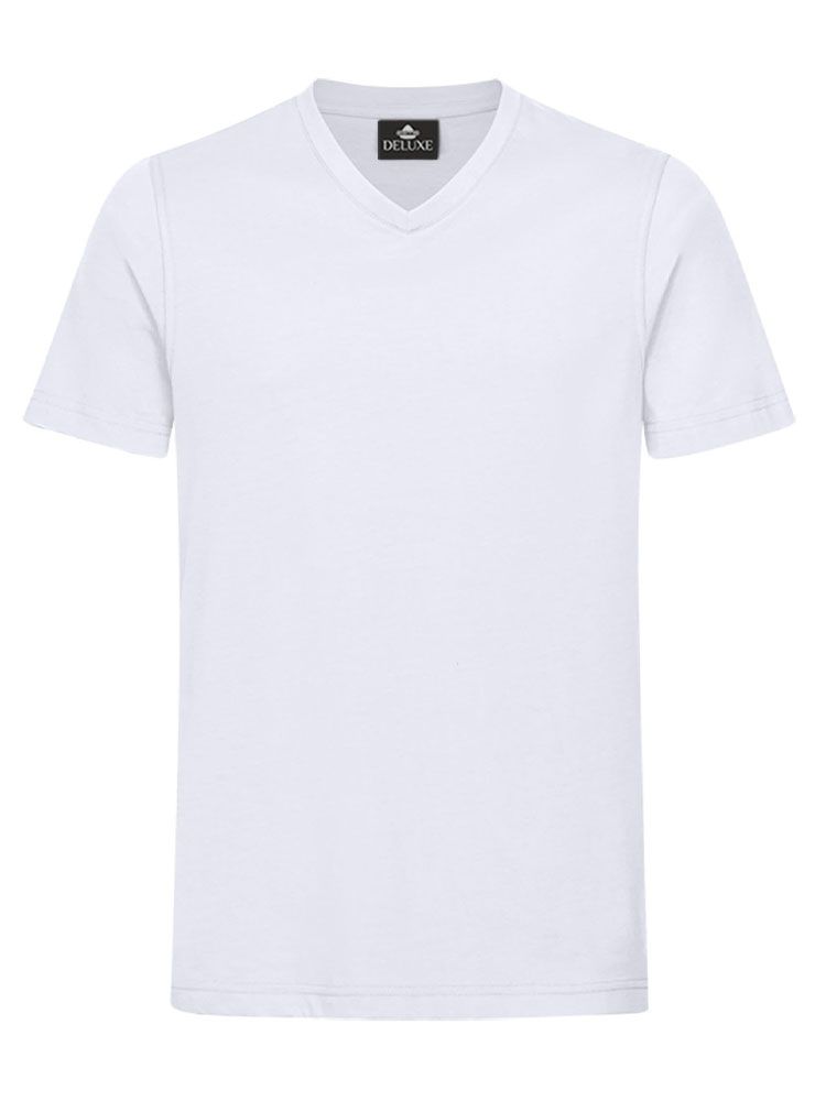 Weißes Herren T-Shirt mit V-Ausschnitt, gerade geschnitten, für Beruf & Freizeit