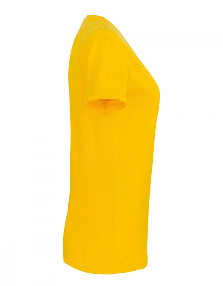 Gelbes T-Shirt Damen mit V-Ausschnitt und femininer Passform für Arbeit und Freizeit