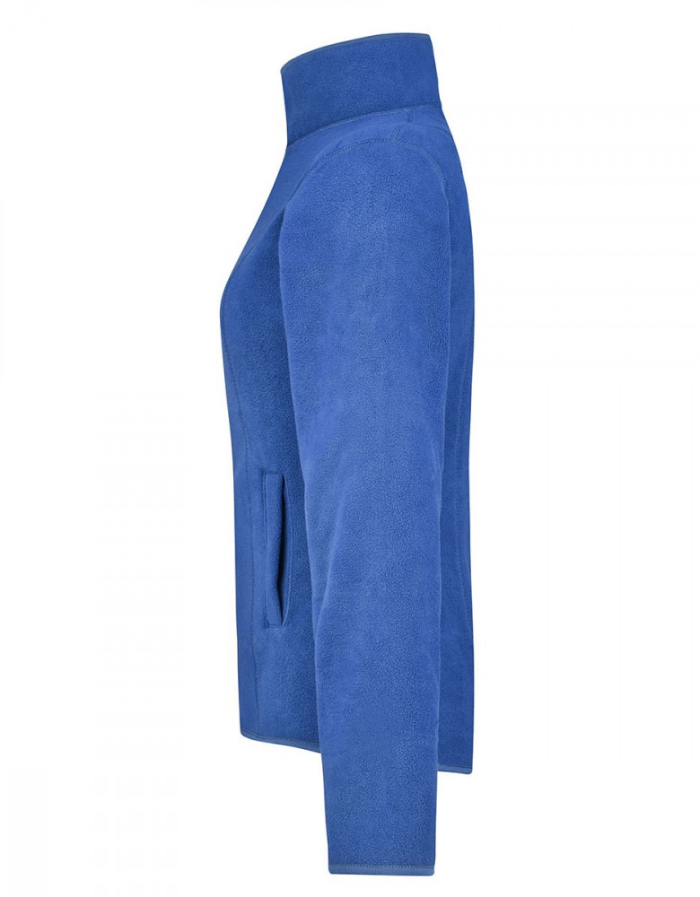 Damen Fleecejacke in Blau, taillierte Passform, mit zwei Taschen und elastischen Abschlüssen