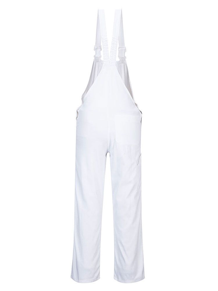 Maler Latzhose Weiß für Damen & Herren mit Taschen und Kniepolstertaschen – ideal für Malerarbeiten