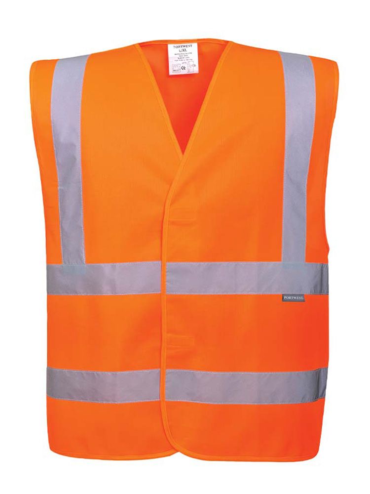 High visibility waistcoat with double reflective tape