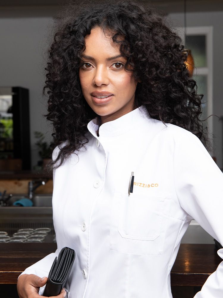 Damen-Kellnerjacke mit tailliertem Schnitt und abnehmbaren Knöpfen – ideal für Service und Gastronomie-Outfits