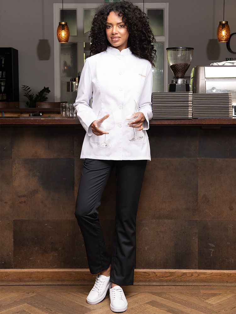 Damen-Kellnerjacke mit tailliertem Schnitt und abnehmbaren Knöpfen – ideal für Service und Gastronomie-Outfits