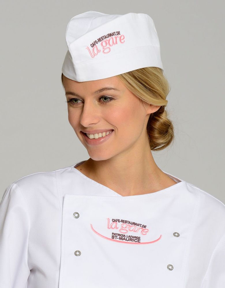 Schiffchen Mütze in Weiß für Küche und Service mit Klettverschluss