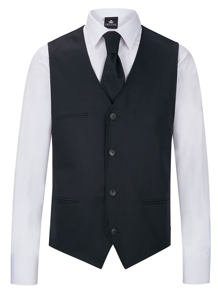 Herren Kellner Weste in Schwarz mit Taschen und verstellbarem Rücken – ideal für Service & Gastronomie