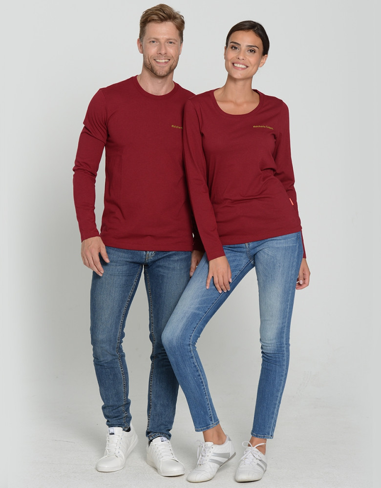 Weinrotes Longsleeve Damen von Hakro – Regular Fit, pflegeleicht, XS–6XL, bestickbar