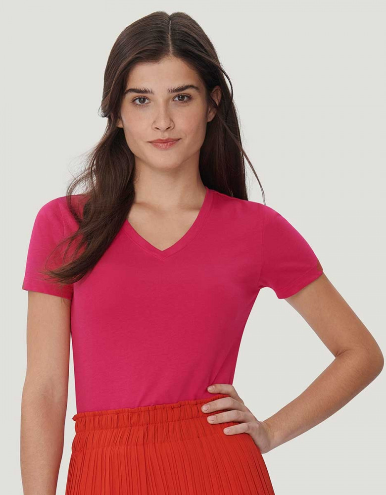 Damen V-Shirt Pink