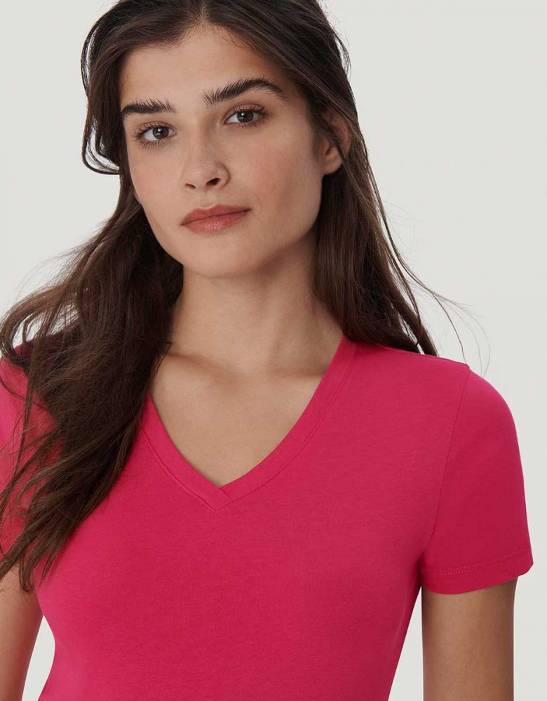 Damen V-Shirt Pink