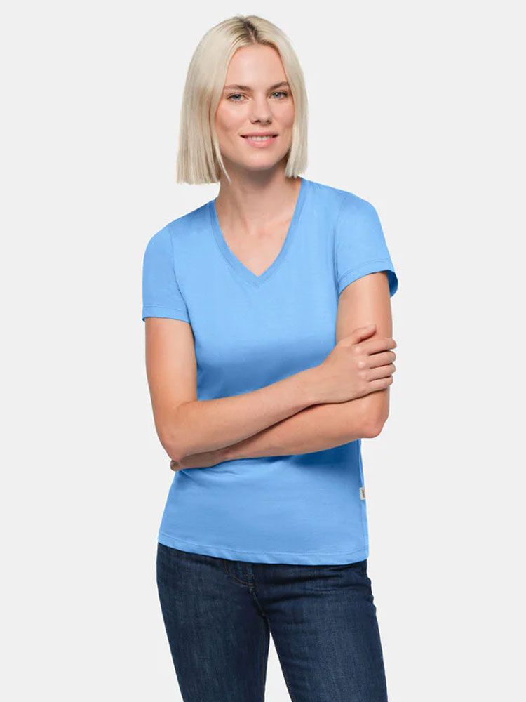 Damen V-Shirt Blau