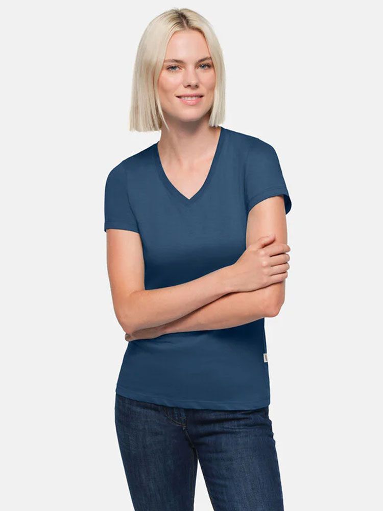 Damen V-Shirt Dunkelblau