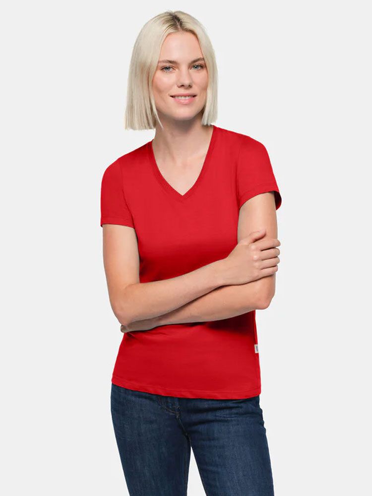 Damen V-Shirt Rot