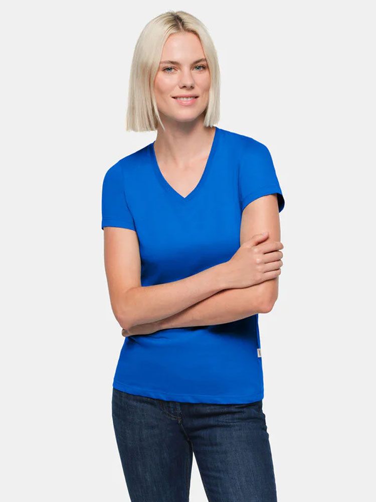 Blaues Damen V-Shirt