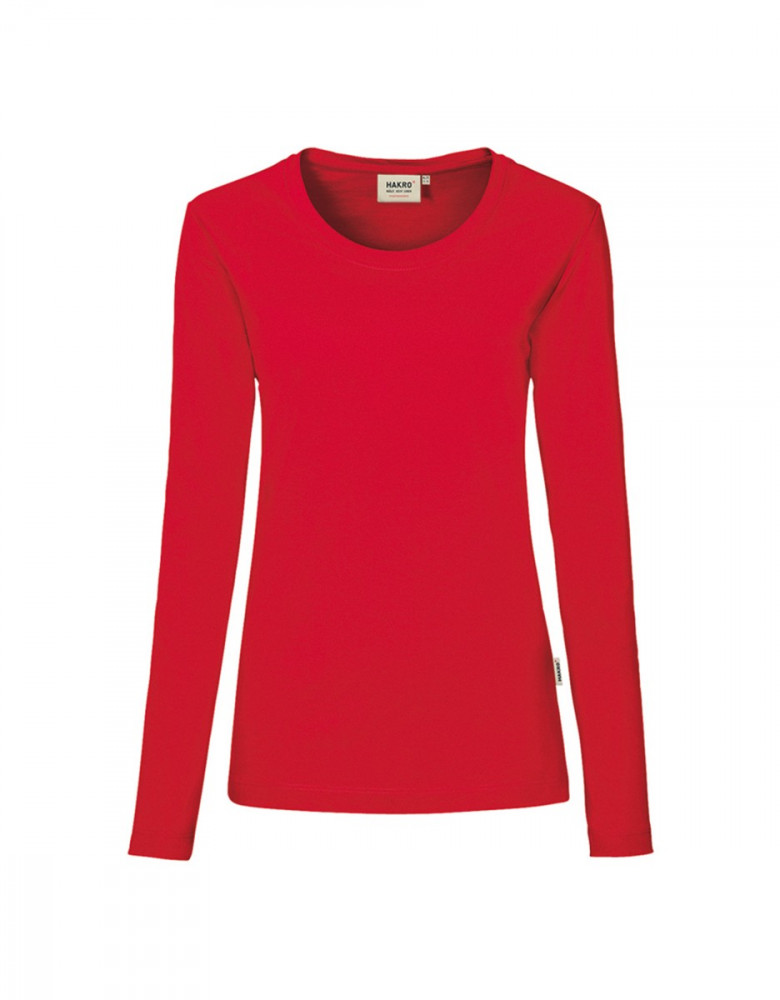 Damen Longsleeve Rot mit Rundhalsausschnitt, taillierter Schnitt