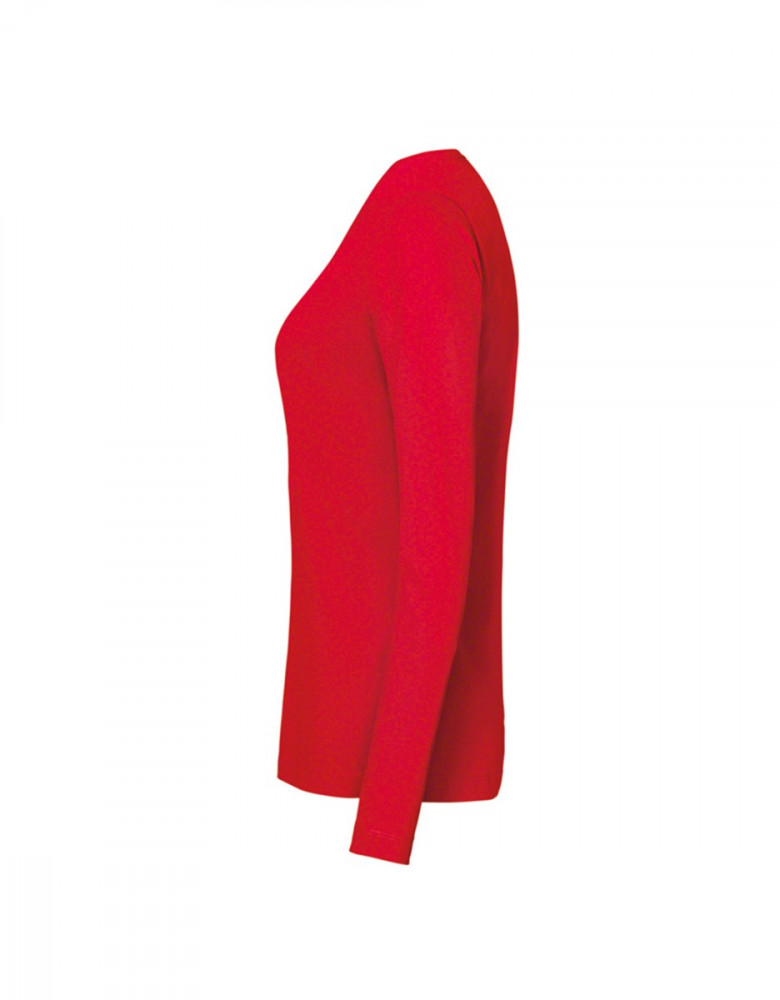 Damen Longsleeve Rot mit Rundhalsausschnitt, taillierter Schnitt