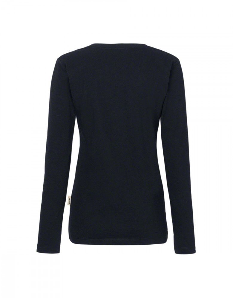 Schwarzes Longsleeve Damen von Hakro – Regular Fit, pflegeleicht, XS–6XL, bestickbar & bedruckbar