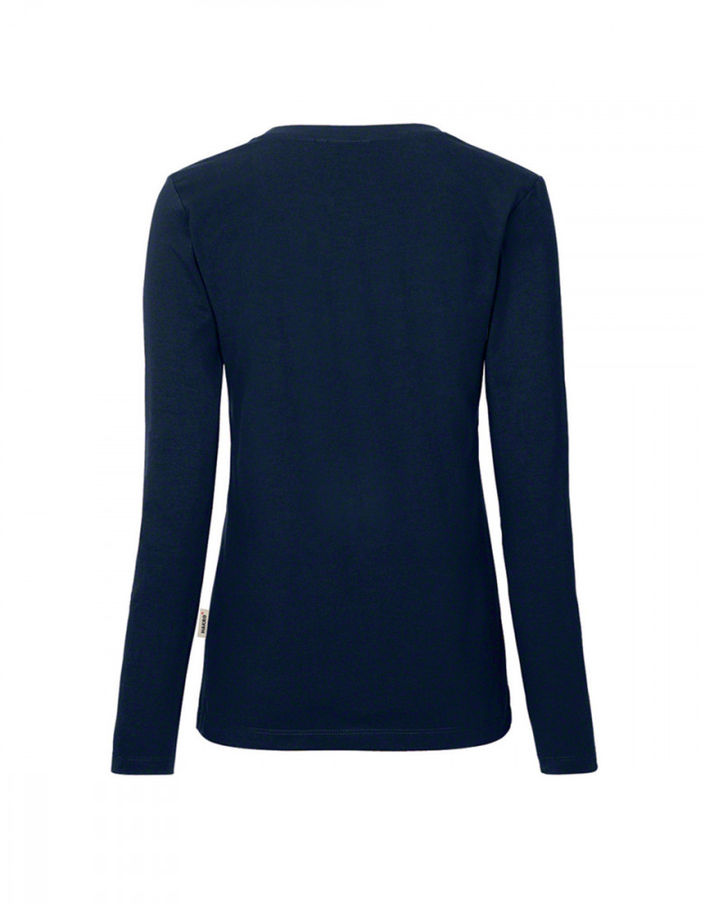 Dunkelblaues Longsleeve Damen – Hakro, Regular Fit, pflegeleicht, XS–6XL, individuell bestickbar