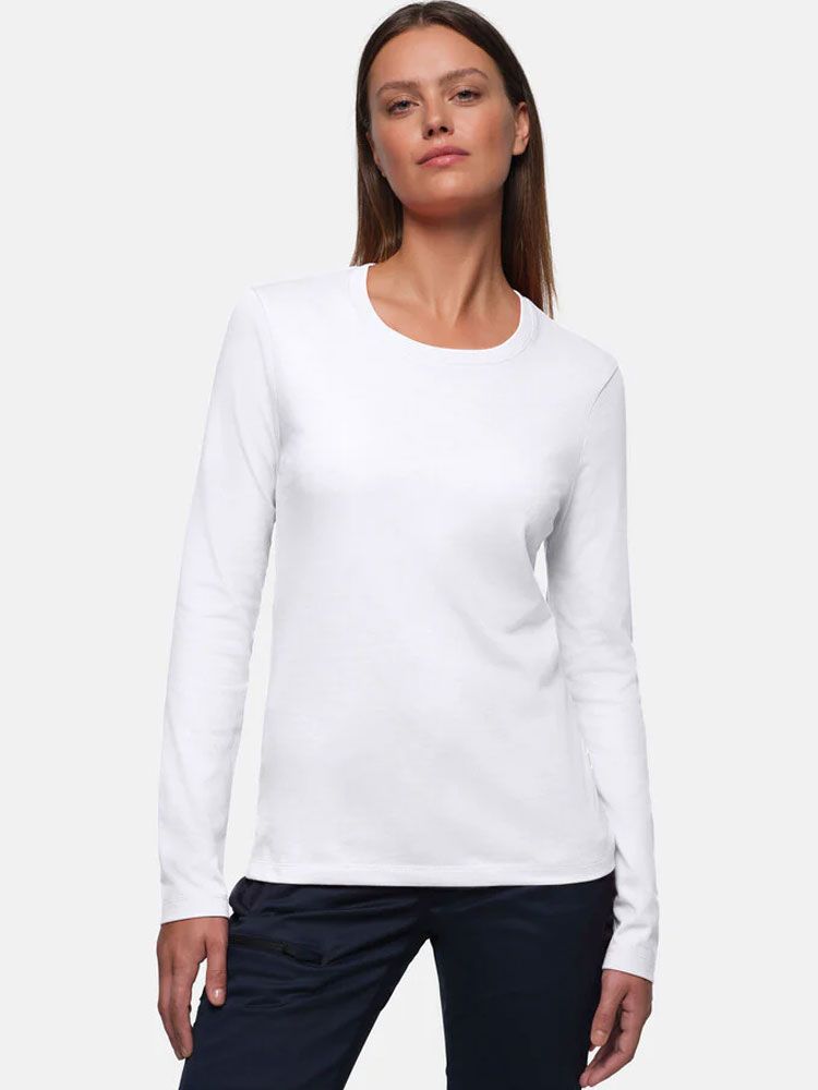 Longsleeve Damen Weiß von HAKRO mit Rundhals & Regular Fit – pflegeleicht, 60 °C waschbar, industriewäschetauglich.