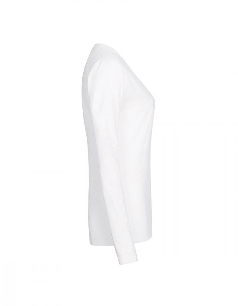 Longsleeve Damen Weiß von HAKRO mit Rundhals & Regular Fit – pflegeleicht, 60 °C waschbar, industriewäschetauglich.