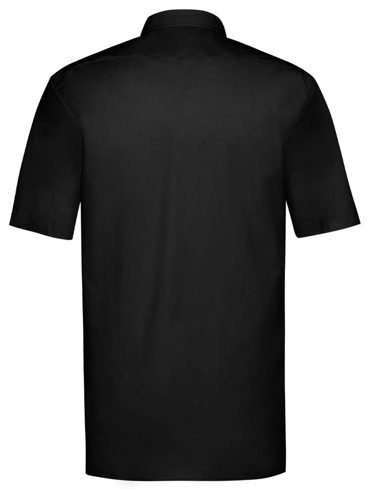 Schwarzes Kurzarmhemd mit Kent-Kragen und Brusttasche, Regular Fit für Herren