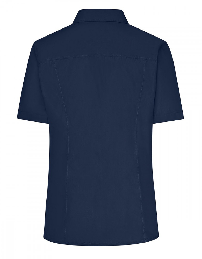Damen Bluse dunkelblau kurzarm – taillierte Sommerbluse für Beruf & Alltag