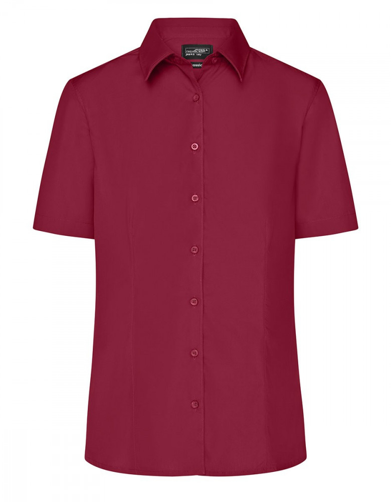 Kurzarm Damenbluse Weinrot