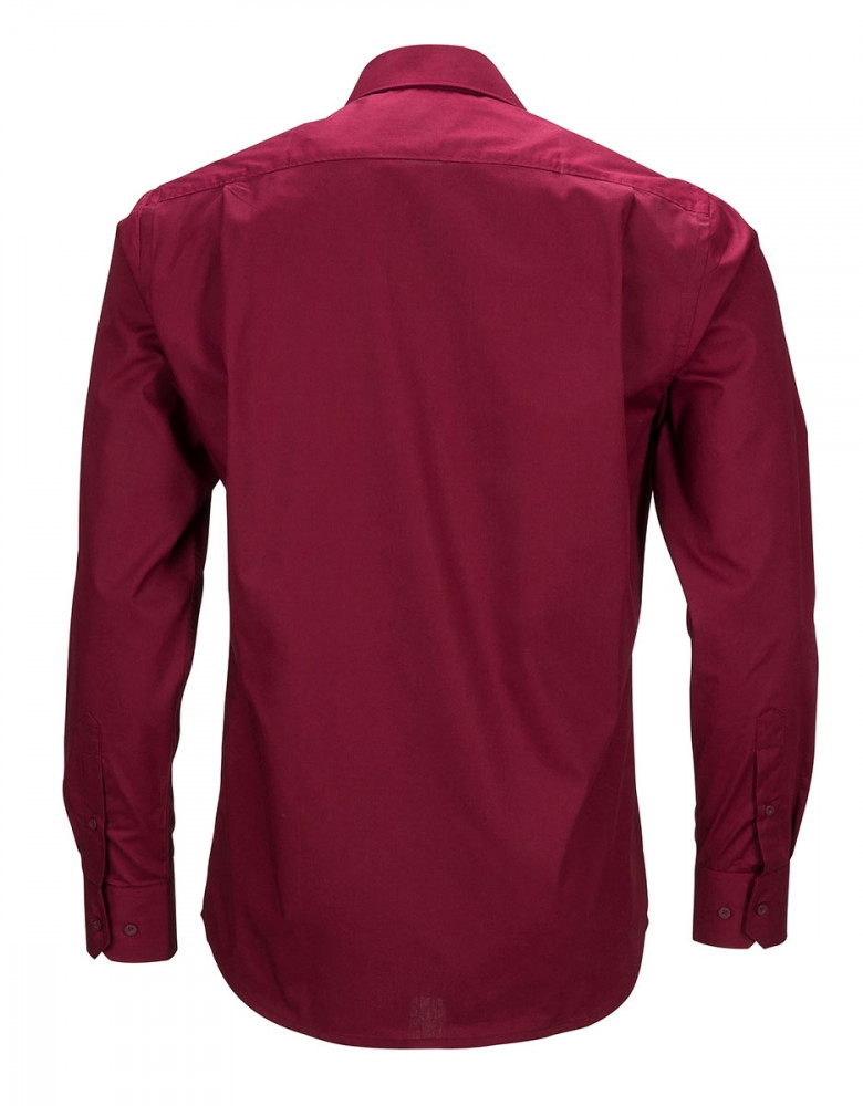 Hemd in Weinrot für Herren – klassisches Langarmhemd in Popeline-Qualität, ideal für Beruf und Service