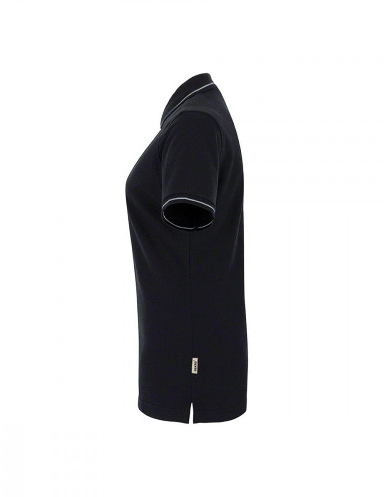 Damen Poloshirt in Schwarz mit Kontrastfarben