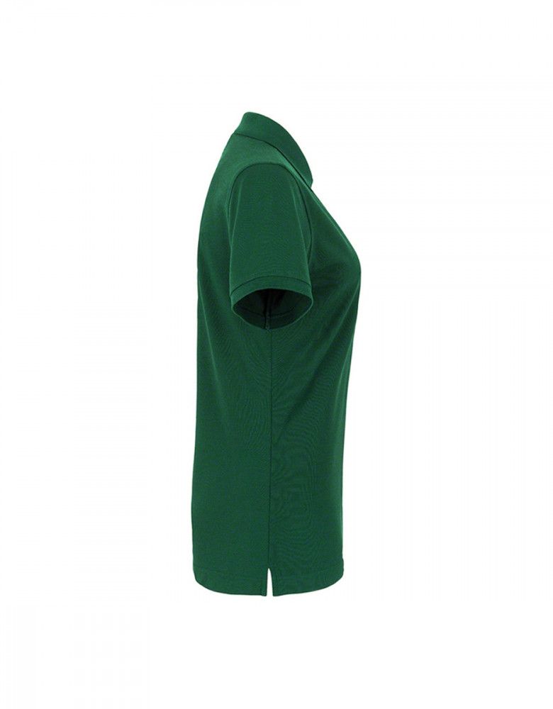 Poloshirt Damen in Tanne-Grün mit femininer Passform und 4-Knopf-Leiste – ideal für Pflege, Praxis oder Serviceberufe