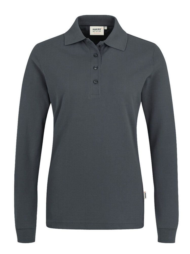 Langarm Poloshirt Damen Grau