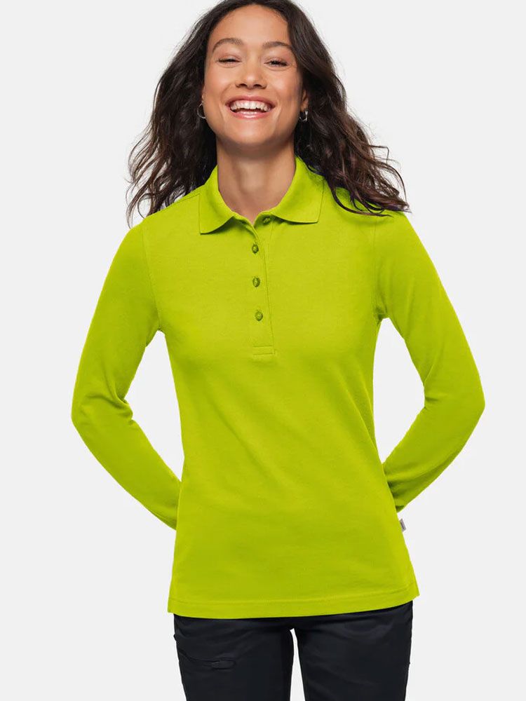 Langarm Poloshirt Damen Grün