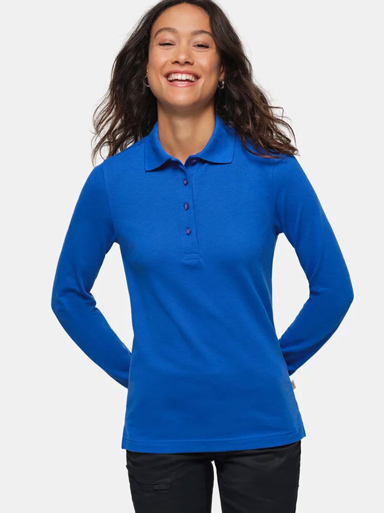 Poloshirt Damen langarm blau