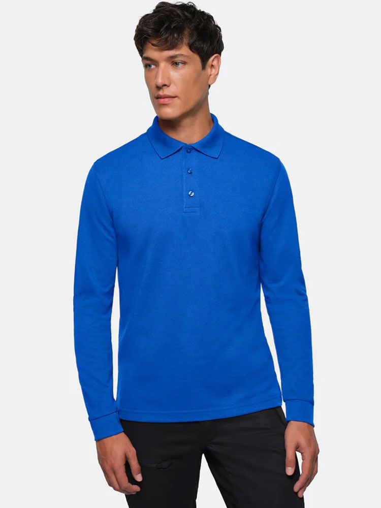 Langarm Poloshirt Herren in Blau