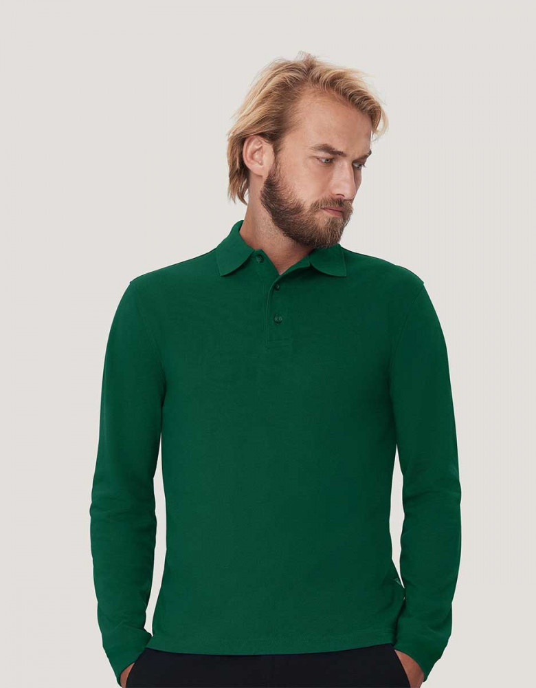 Langarm Poloshirt Herren Grün