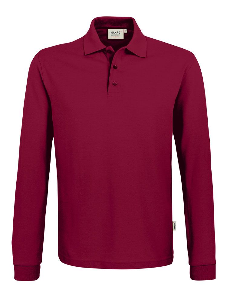 Langarm Poloshirt Herren Weinrot Comfort Fit