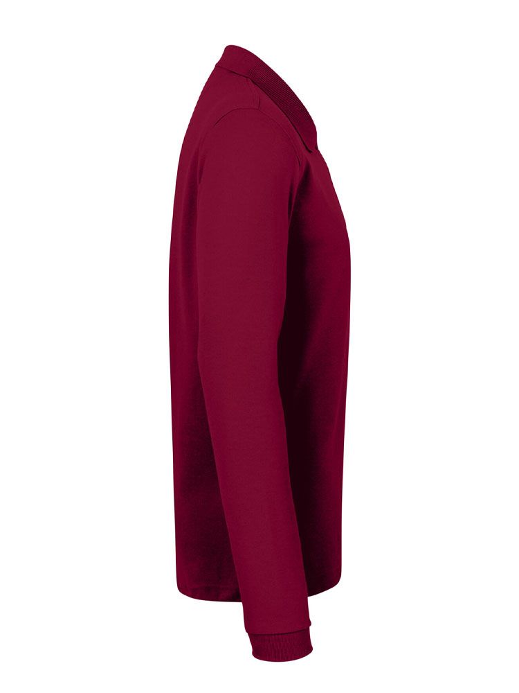 Langarm Poloshirt Herren Weinrot Comfort Fit