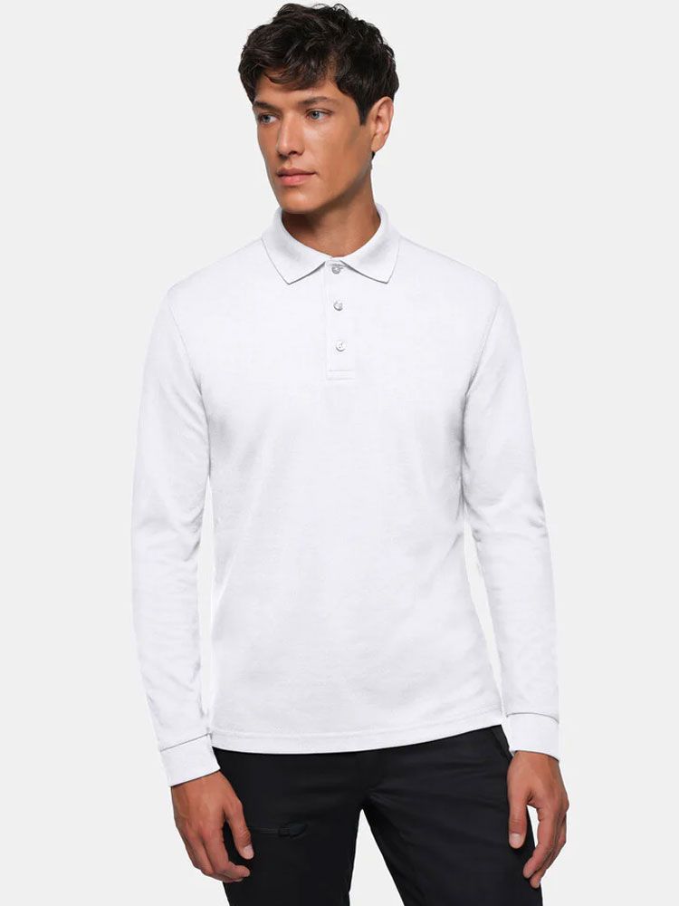 Langarm Poloshirt Herren Weiß