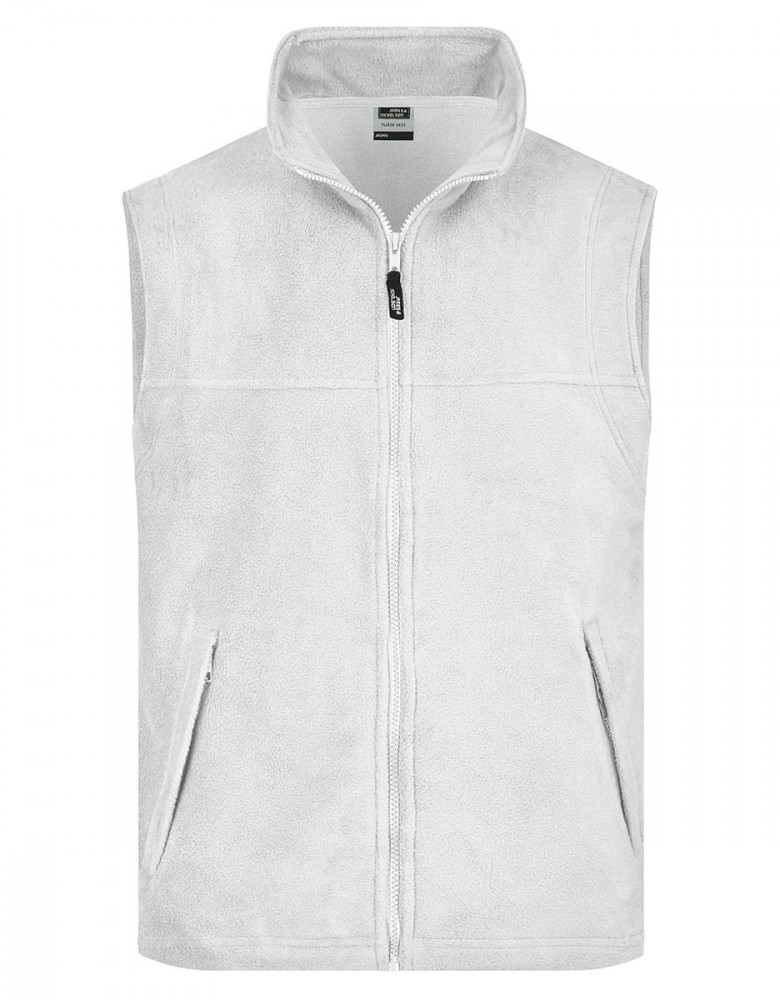 Weste Weiß Herren – warme und strapazierfähige Fleece-Weste mit Zip-Taschen