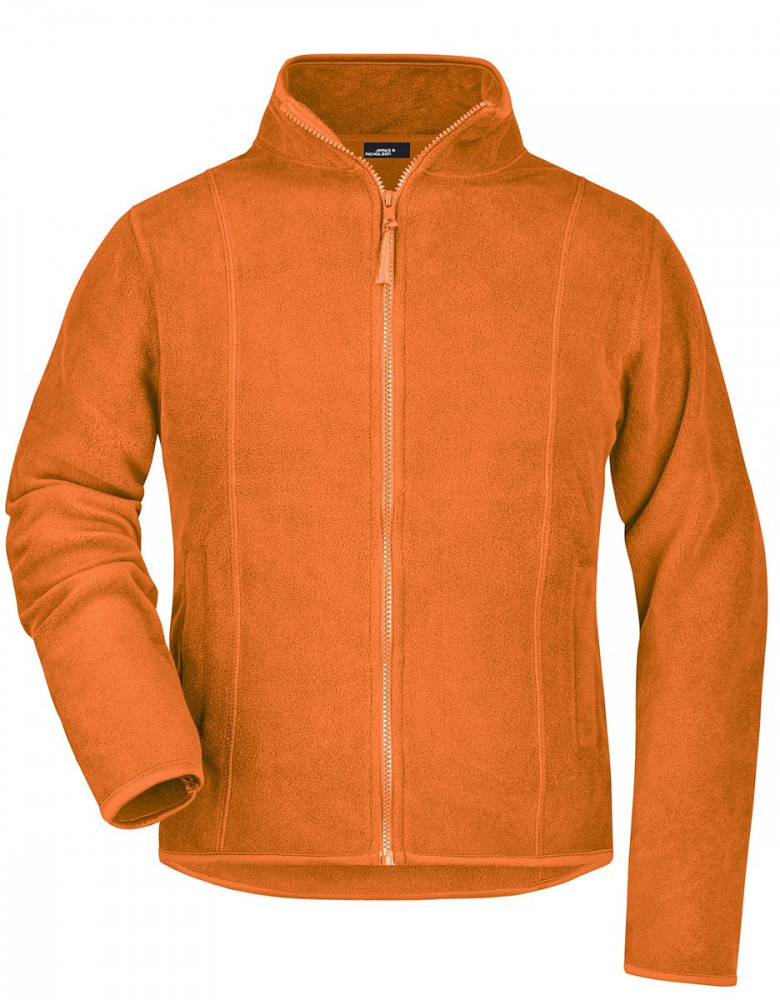 Leichte Fleecejacke Damen in Orange mit Reißverschluss, tailliertem Schnitt und seitlichen Taschen