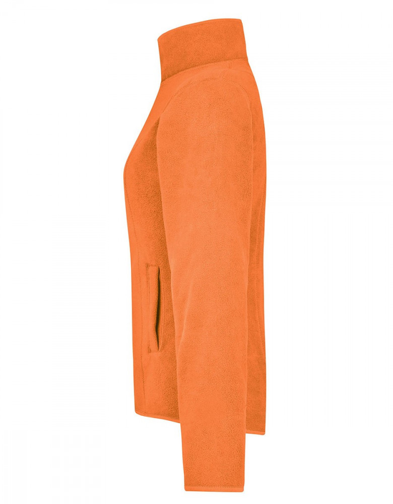 Leichte Fleecejacke Damen in Orange mit Reißverschluss, tailliertem Schnitt und seitlichen Taschen