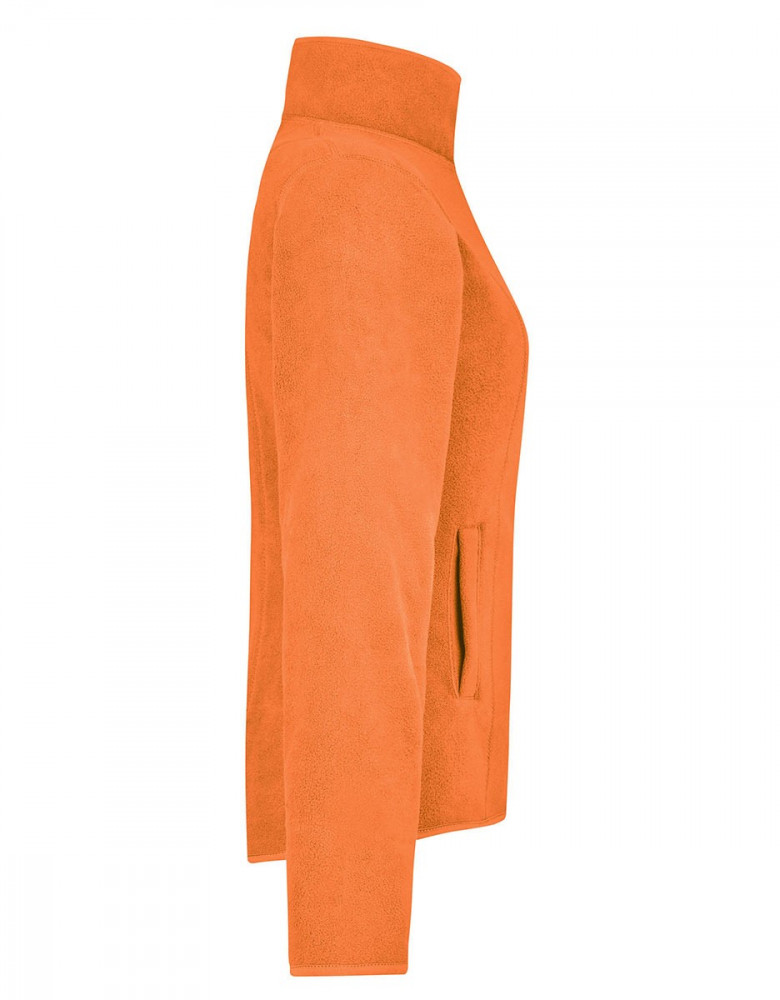 Leichte Fleecejacke Damen in Orange mit Reißverschluss, tailliertem Schnitt und seitlichen Taschen