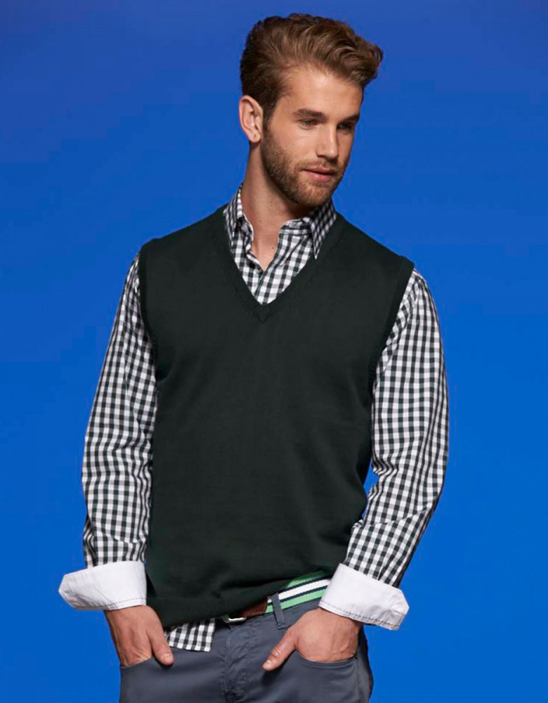 Pullunder Herren Schwarz – leicht taillierter Strick-Pullunder mit V-Ausschnitt, weiche Baumwolle, ideal für Business & Freizeit