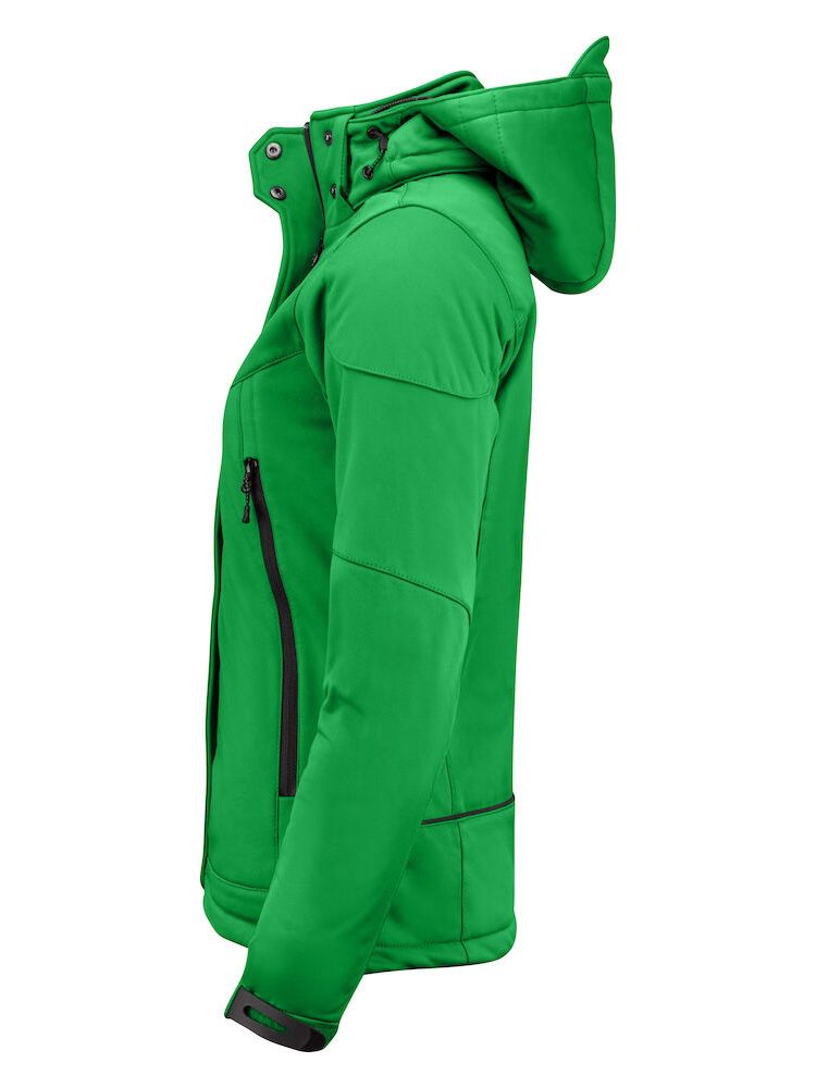 Grüne Softshelljacke Damen – wetterfeste Outdoorjacke mit Kapuze und Fleecefutter