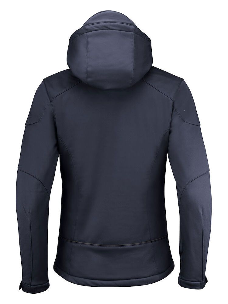 Schwarze Softshelljacke Damen mit abnehmbarer Kapuze, Fleece-Futter und Reißverschlusstaschen – ideal für Herbst und Winter