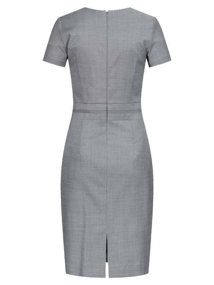 Elegantes Etuikleid grau mit 37.5 Technologie von Greiff für optimalen Klima-Komfort im Business-Alltag