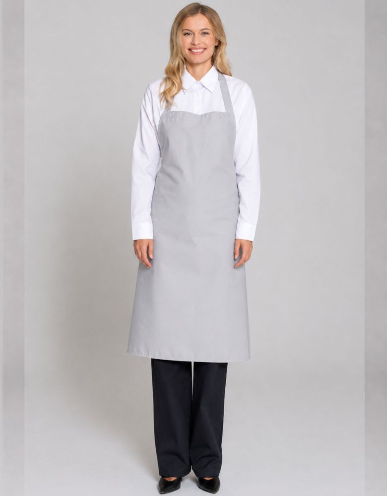 Kochschürze Latzschürze Pale Grey – taschenlos, hellgrau, für professionelle Küche