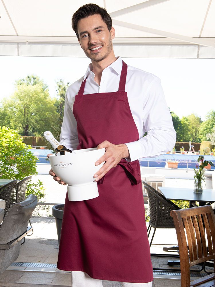 Latz Schürze ohne Tasche – für Gastronomie, Service und Küche, 95 °C waschbar, verstellbar, ideal zum Besticken mit Logo