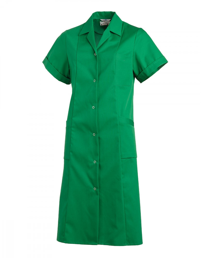 Grüner Labormantel Damen kurzarm mit Taschen für Praxis und Labor